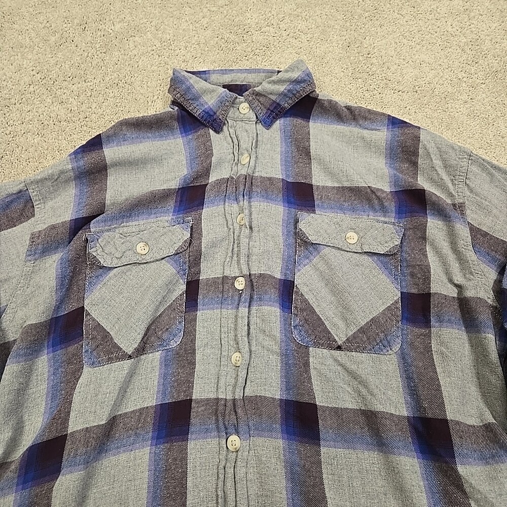 Mossimo Supply Co. Oversized Shirt Small Purple Gray Plaid Flannel Button Up